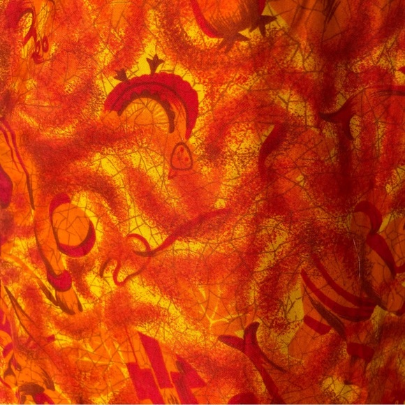 60s Vintage Inga Nielsen Orange Ruffled Sheath Midi Dress Psychedelic Retro Rare - Picture 5 of 9